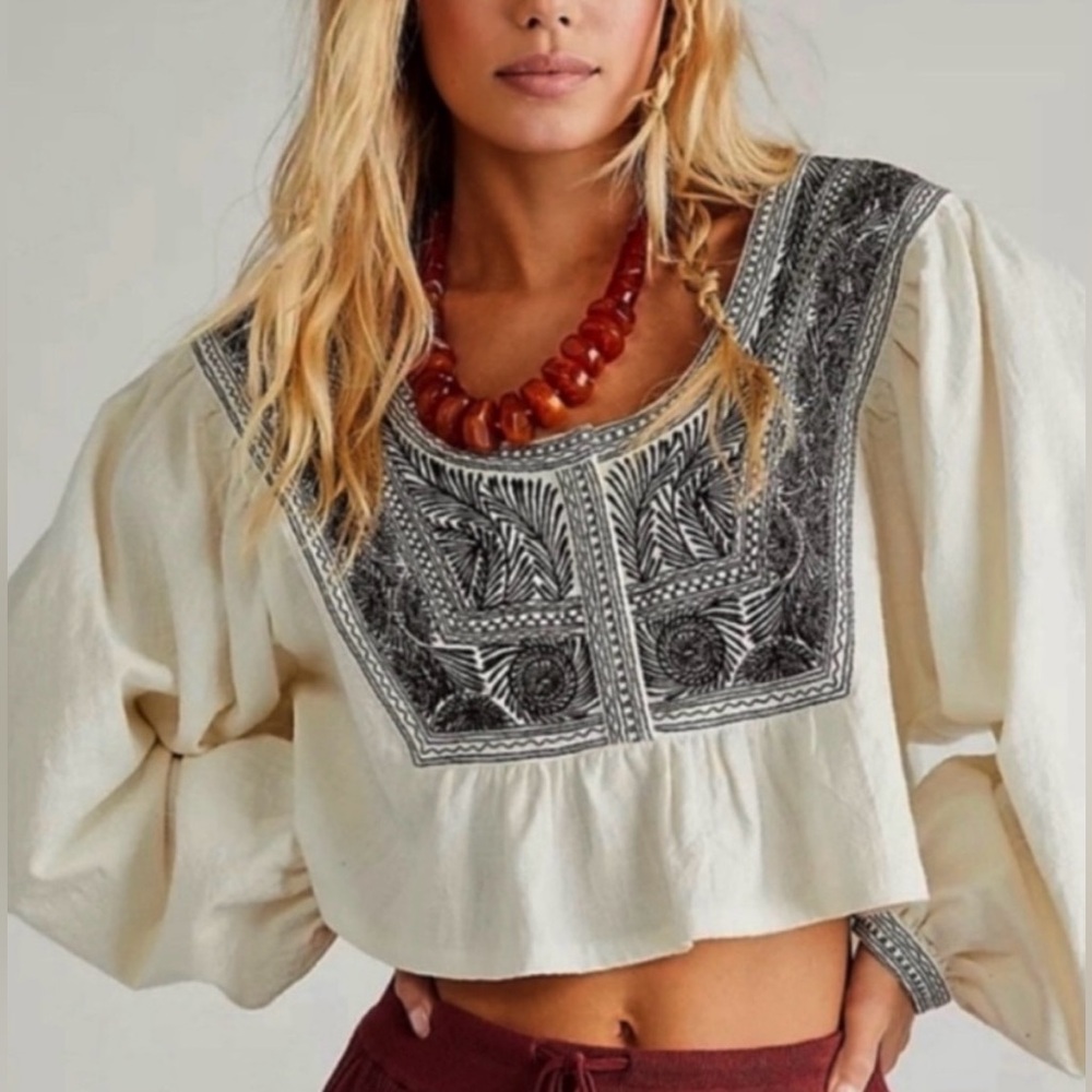 RARE BOHO BEAUTY! $148 Free People Embroidered Iggie Top, Sz S, L - NWT!